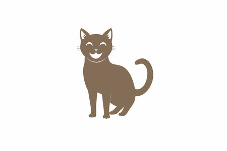 Happy cats silhouette vector on white backgroundのイラスト素材