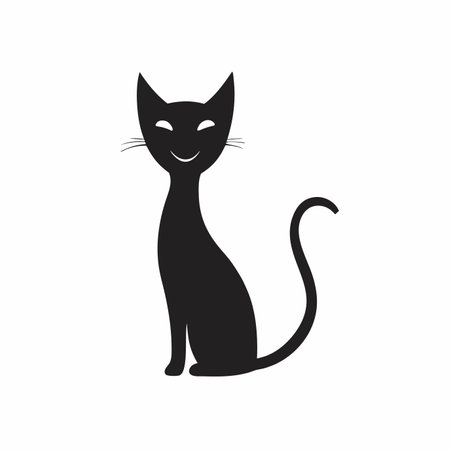Happy cats silhouette vector on white backgroundのイラスト素材