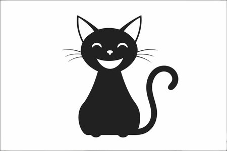 Happy cats silhouette vector on white backgroundのイラスト素材