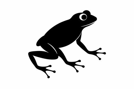 Frog silhouette vector on white backgroundのイラスト素材