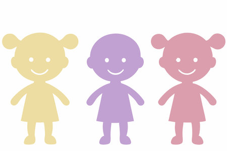 Happy children silhouette vector on white backgroundのイラスト素材