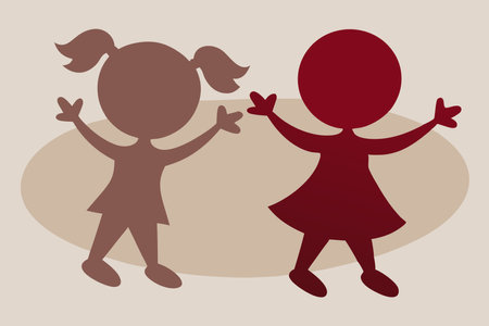 Happy children silhouette vector on white backgroundのイラスト素材