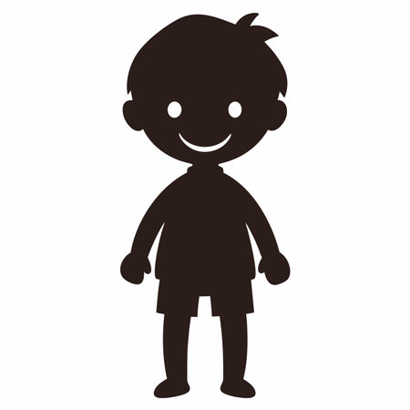 Happy children silhouette vector on white backgroundのイラスト素材