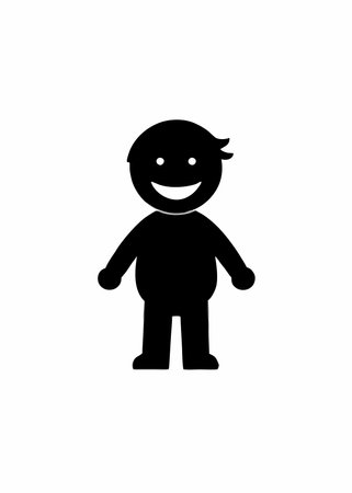 Happy children silhouette vector on white backgroundのイラスト素材