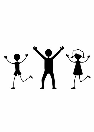 Happy children silhouette vector on white backgroundのイラスト素材
