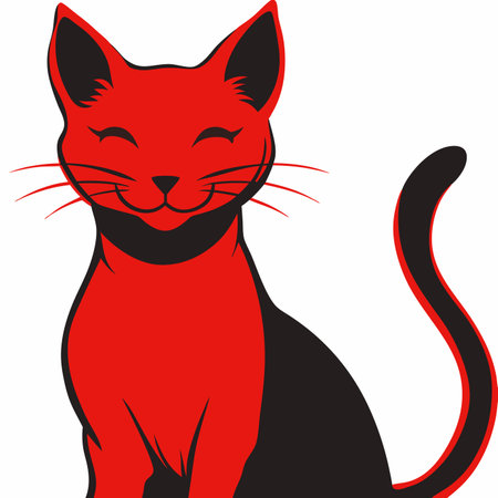 Happy cats silhouette vector on white backgroundのイラスト素材