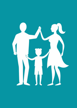Happy Family silhouette vector on white backgroundのイラスト素材