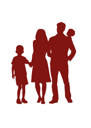 Happy Family silhouette vector on white backgroundのイラスト素材