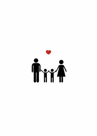 Happy Family silhouette vector on white backgroundのイラスト素材