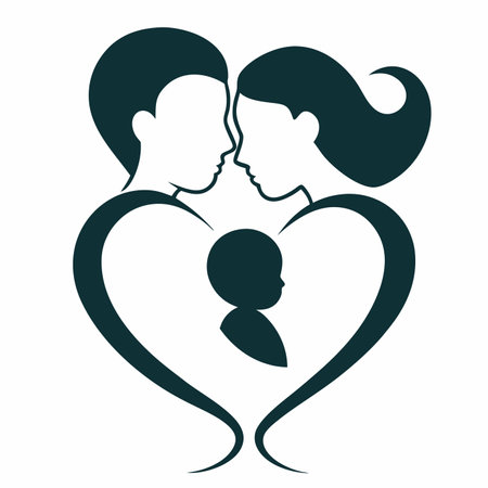 Happy Family silhouette vector on white backgroundのイラスト素材