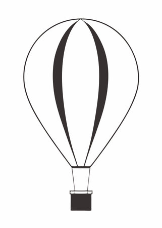 Hot air balloon silhouette vector on white backgroundのイラスト素材