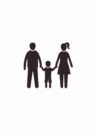 Happy Family silhouette vector on white backgroundのイラスト素材