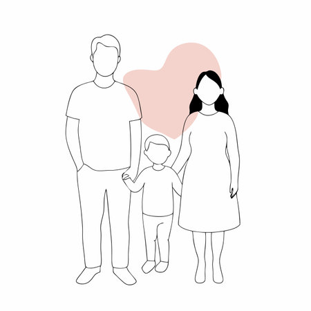 Happy Family silhouette vector on white backgroundのイラスト素材