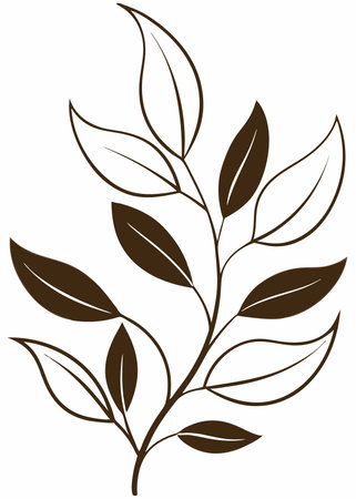 Leaf branch silhouette vector on white backgroundのイラスト素材