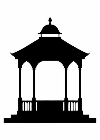 Pavilion silhouette vector on white backgroundのイラスト素材