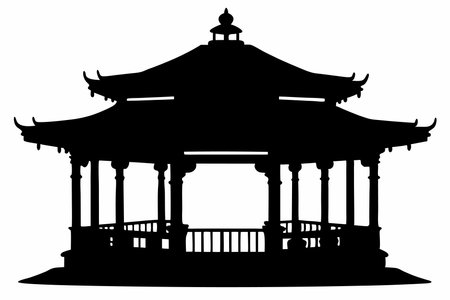 Pavilion silhouette vector on white backgroundのイラスト素材
