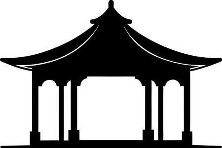 Pavilion silhouette vector on white backgroundのイラスト素材