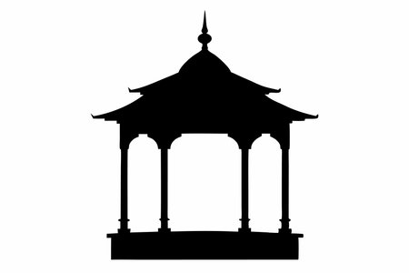 Pavilion silhouette vector on white backgroundのイラスト素材