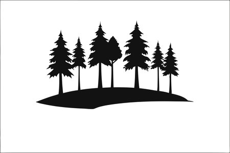 Shadow of forest scene silhouette vector on white backgroundのイラスト素材