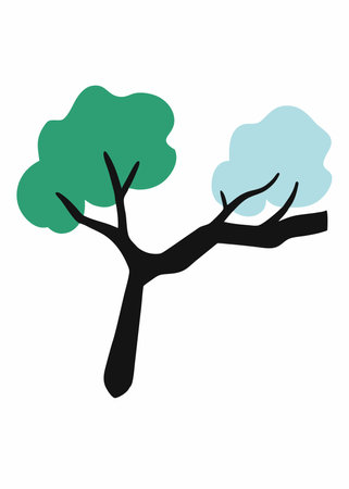 Tree branch silhouette vector on white backgroundのイラスト素材