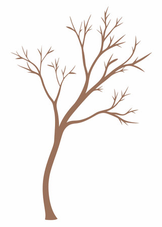 Tree branch silhouette vector on white backgroundのイラスト素材
