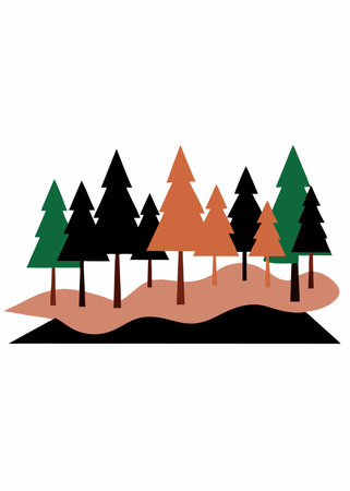 Shadow of forest scene silhouette vector on white backgroundのイラスト素材