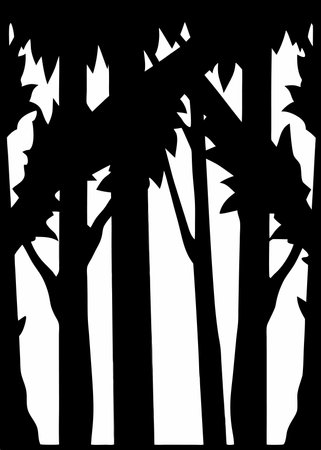 Shadow of forest scene silhouette vector on white backgroundのイラスト素材