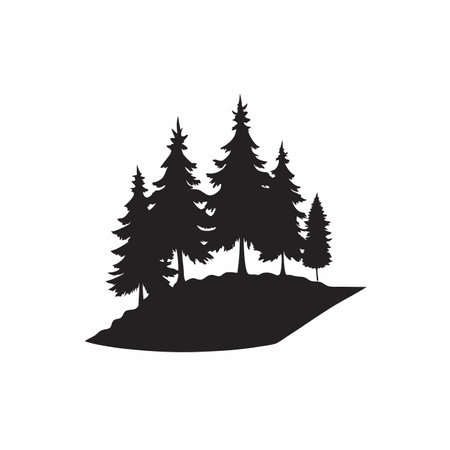 Shadow of forest scene silhouette vector on white backgroundのイラスト素材