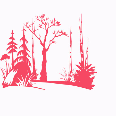 Shadow of forest scene silhouette vector on white backgroundのイラスト素材