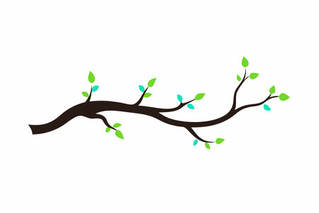 Tree branch silhouette vector on white backgroundのイラスト素材