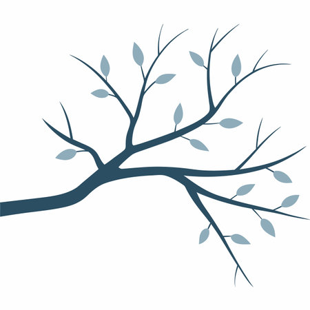 Tree branch silhouette vector on white backgroundのイラスト素材