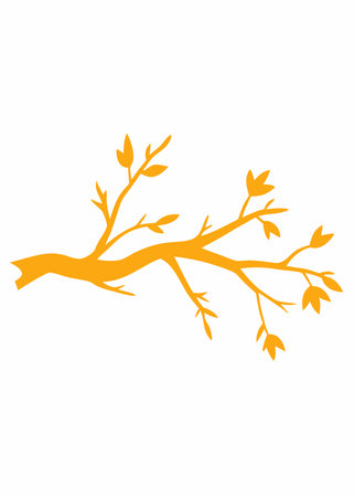 Tree branch silhouette vector on white backgroundのイラスト素材