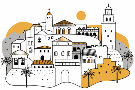 Andalusia city illustration on white backgroundのイラスト素材