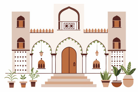 Moorish Architecture illustration on white backgroundのイラスト素材
