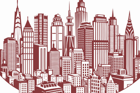 New York city illustration on white backgroundのイラスト素材