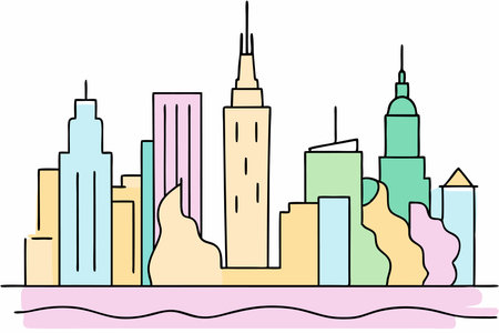 New York city illustration on white backgroundのイラスト素材