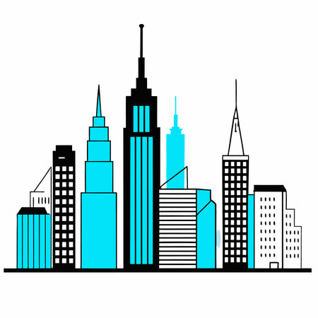 New York city illustration on white backgroundのイラスト素材