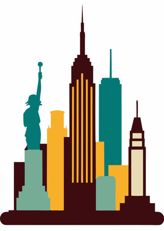 New York city illustration on white backgroundのイラスト素材