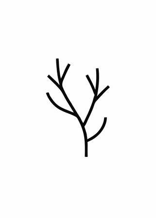 Tree branch silhouette vector on white backgroundのイラスト素材