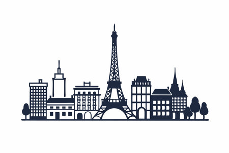 Paris city illustration on white backgroundのイラスト素材