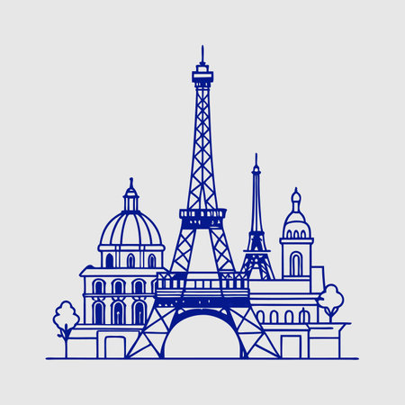 Paris city illustration on white backgroundのイラスト素材