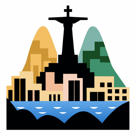 Rio de Janeiro city illustration on white backgroundのイラスト素材