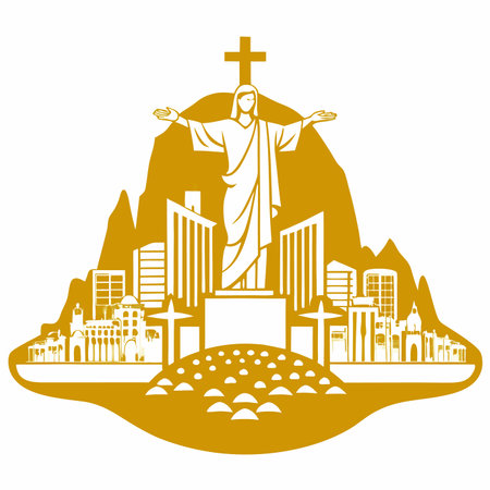 Rio de Janeiro city illustration on white backgroundのイラスト素材