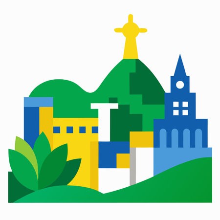 Rio de Janeiro city illustration on white backgroundのイラスト素材