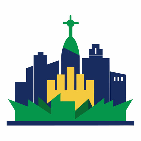 Rio de Janeiro city illustration on white backgroundのイラスト素材