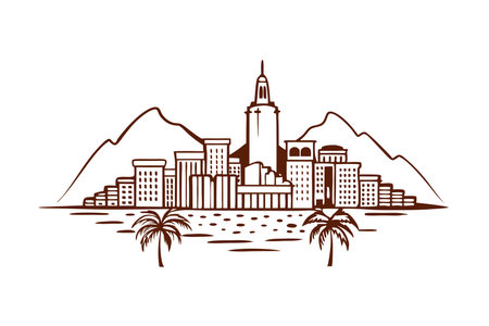 Rio de Janeiro city illustration on white backgroundのイラスト素材