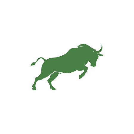 Bull playing silhouette vector on white backgroundのイラスト素材