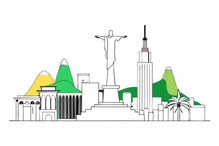 Rio de Janeiro city illustration on white backgroundのイラスト素材