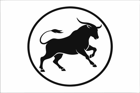 Bull playing silhouette vector on white backgroundのイラスト素材
