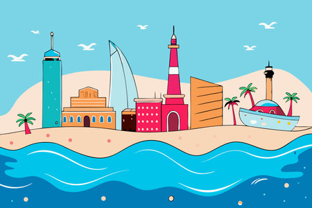 Jeddah city illustration on white backgroundのイラスト素材